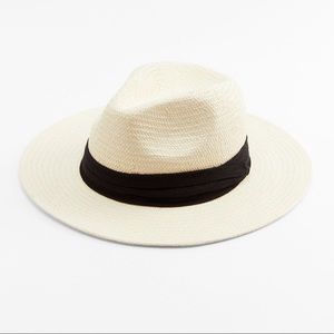 White / Cream  Zara Hat with black ribbon